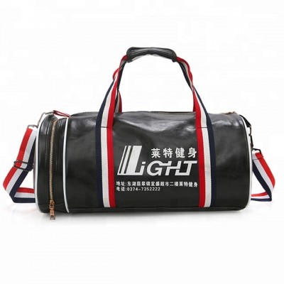 promotional Unisex luggage travel PU leather black duffel bags gym custom waterproof sports bag with logo