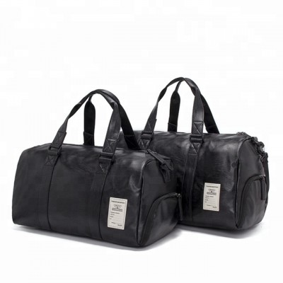 2020 custom new fashion double business black model men leather travel bag